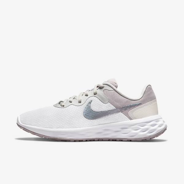 Women\'s Nike Revolution 6 Next Nature Premium Road Running Shoes White / Grey | NK735JTU