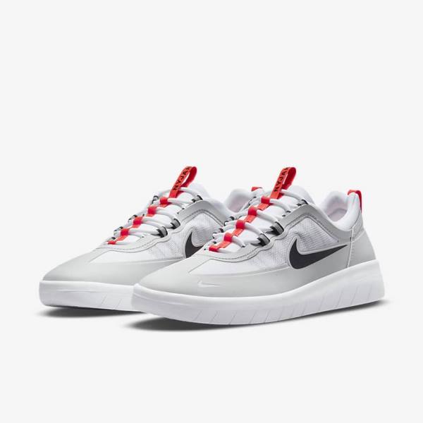 Women's Nike SB Nyjah Free 2 Skate Shoes Grey / White / Light Red / Black | NK069DGC