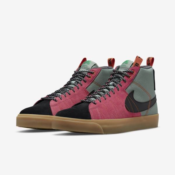 Women's Nike SB Zoom Blazer Mid Premium Skate Shoes White / Brown / Black | NK801KZL