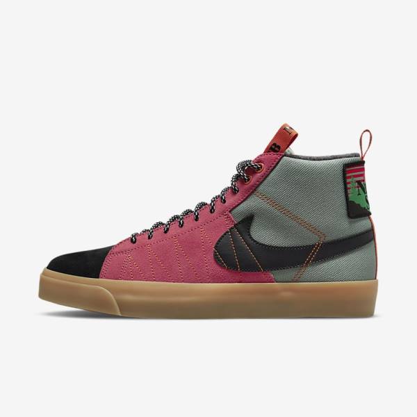 Women\'s Nike SB Zoom Blazer Mid Premium Skate Shoes White / Brown / Black | NK801KZL