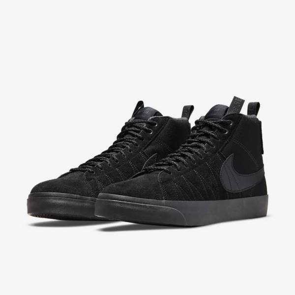 Women's Nike SB Zoom Blazer Mid Premium Sneakers Black / Dark Grey | NK950GUP