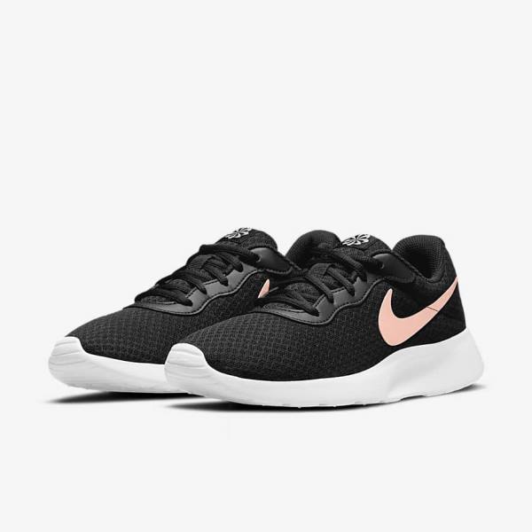 Women's Nike Tanjun Sneakers Black / White / Metal Red Brown | NK213XRN