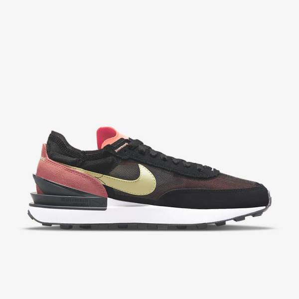 Women's Nike Waffle One Sneakers Black / Red / Light Green | NK521OAM