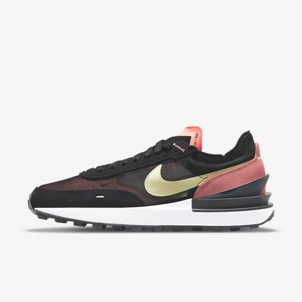 Women\'s Nike Waffle One Sneakers Black / Red / Light Green | NK521OAM