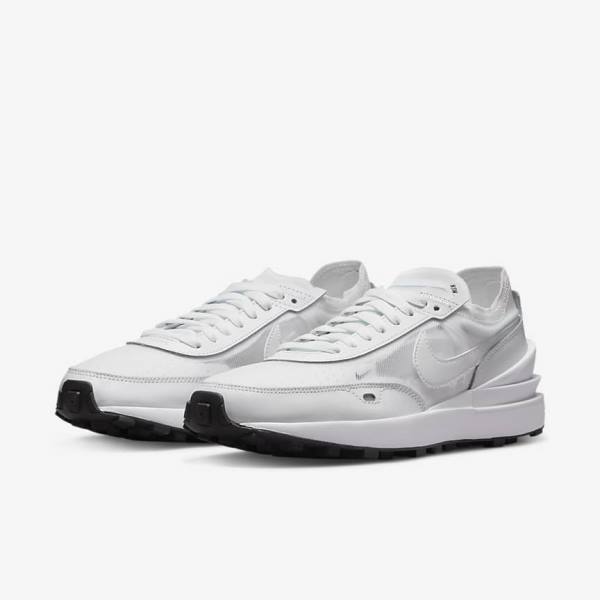 Women's Nike Waffle One Sneakers White / Black / White | NK960SVB