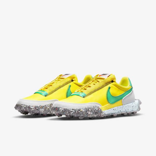 Women's Nike Waffle Racer Crater Sneakers Yellow / Blue / Green | NK048YPW