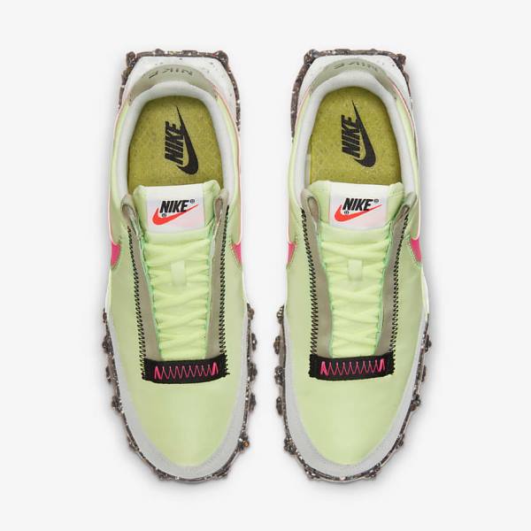 Women's Nike Waffle Racer Crater Sneakers Black / Green / Pink | NK154YCF