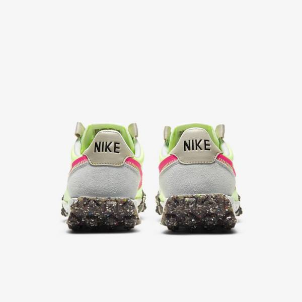 Women's Nike Waffle Racer Crater Sneakers Black / Green / Pink | NK154YCF