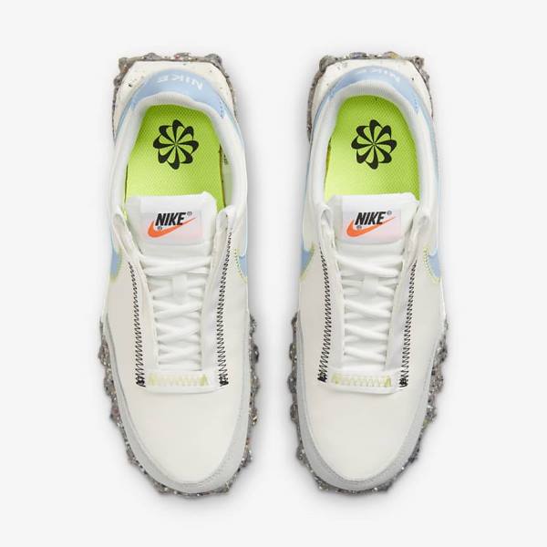 Women's Nike Waffle Racer Crater Sneakers White / Light Lemon | NK370EDN