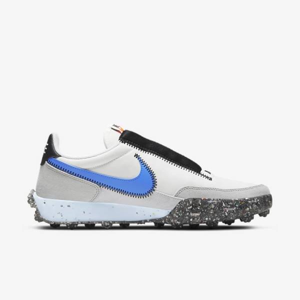 Women's Nike Waffle Racer Crater Sneakers White / Black / Blue | NK714GSZ