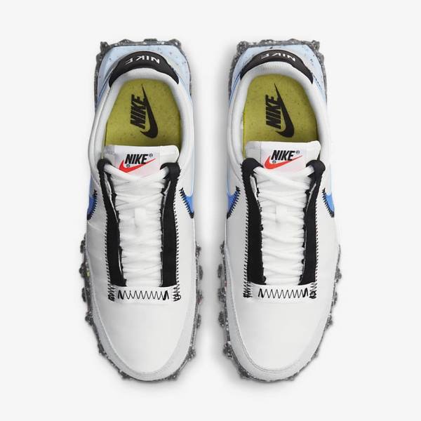 Women's Nike Waffle Racer Crater Sneakers White / Black / Blue | NK714GSZ