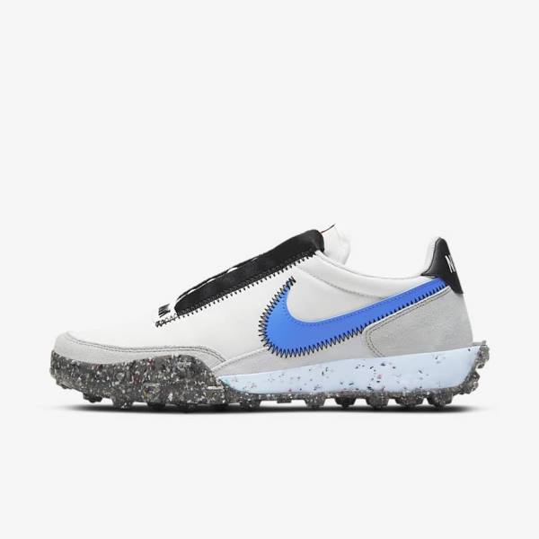 Women\'s Nike Waffle Racer Crater Sneakers White / Black / Blue | NK714GSZ