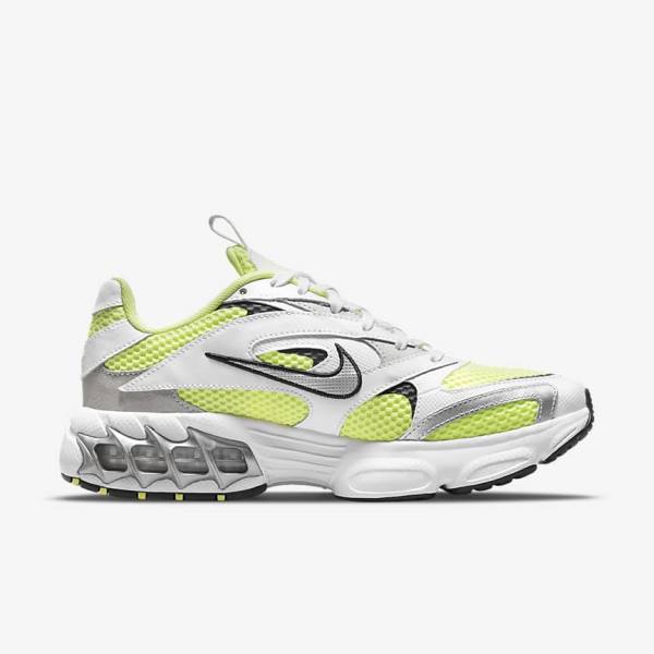 Women's Nike Zoom Air Fire Sneakers White / Light Lemon / Black / Metal Silver | NK180TAZ