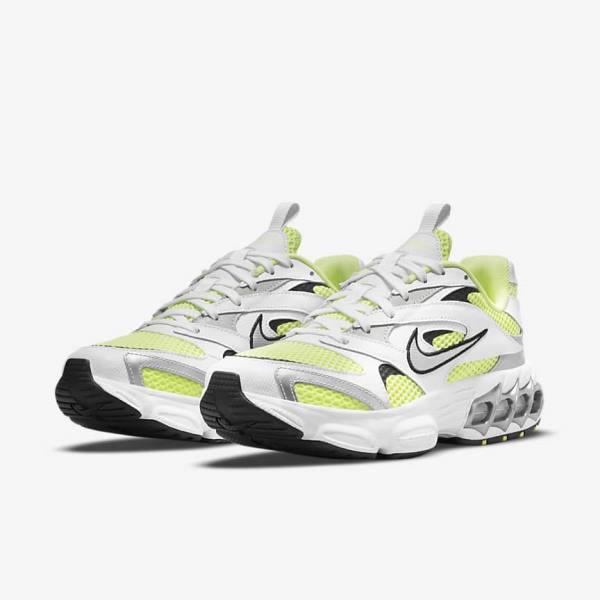 Women's Nike Zoom Air Fire Sneakers White / Light Lemon / Black / Metal Silver | NK180TAZ