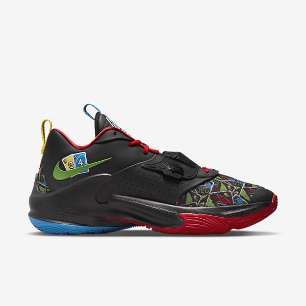 Women's Nike Zoom Freak 3 Basketball Shoes Black / White / Red / Green | NK670FYO