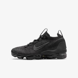 Kids' Nike Air VaporMax 2021 FK Older Sneakers Black / Dark Grey | NK129RBF