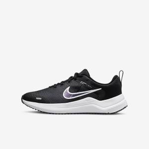 Kids' Nike Downshifter 12 Older Road Running Shoes Black / Dark Grey / White | NK631EXH