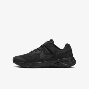 Kids' Nike Revolution 6 FlyEase Older Easy On-Off Road Running Shoes Black / Dark Grey | NK098EVL