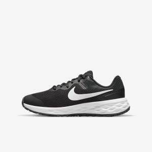 Kids' Nike Revolution 6 Older Road Running Shoes Black / Dark Grey / White | NK590KRZ