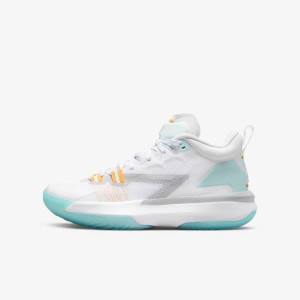 Kids' Nike Zion 1 Older Basketball Shoes White / Orange / Turquoise / Black | NK793KTA