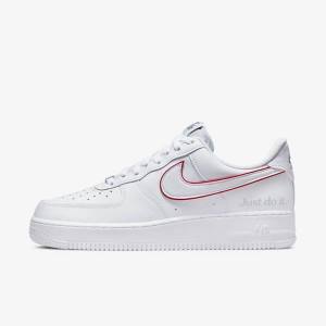 Men's Nike Air Force 1 Sneakers White / Green / Metal Silver / Red | NK760JTO