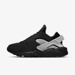 Men's Nike Air Huarache Sneakers Black / Metal Silver / Silver / Green | NK920DOQ