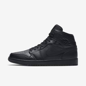 Men's Nike Air Jordan 1 Mid Sneakers Black | NK795RNI