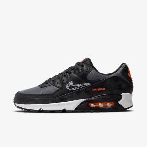 Men's Nike Air Max 90 Sneakers Black / Orange / Grey / White | NK897JXW