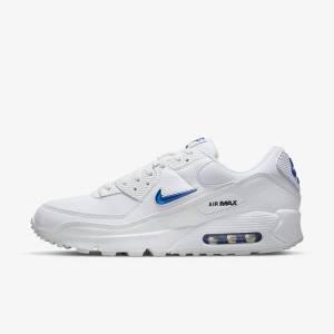 Men's Nike Air Max 90 Sneakers White / Black / Royal | NK174BCL