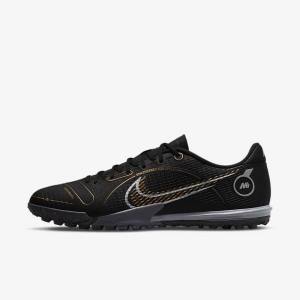 Men's Nike Mercurial Vapor 14 Academy TF Turf Football Shoes Black / Metal Silver / Grey / Metal Gold | NK635UZX