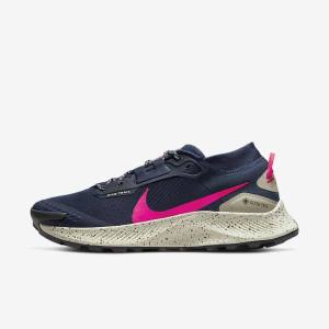 Men's Nike Pegasus Trail 3 GORE-TEX Waterproof Trail Running Shoes Obsidian / Olive / Red | NK786RZK