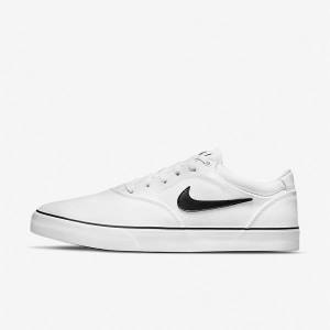 Men's Nike SB Chron 2 Canvas Skate Shoes White / Black | NK612VXW