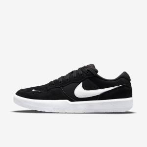 Men's Nike SB Force 58 Skate Shoes Black / White | NK149NOU