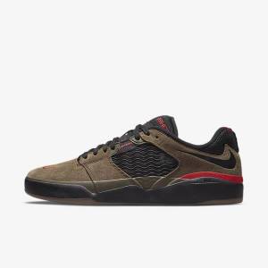 Men's Nike SB Ishod Wair Skate Shoes Light Olive / Light Olive / Red / Black | NK406UZK