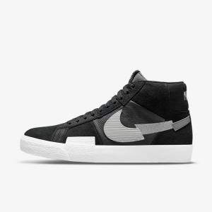 Men's Nike SB Zoom Blazer Mid Premium Sneakers Black / Grey / White | NK249DBY