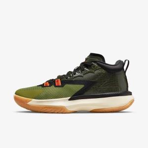 Men's Nike Zion 1 Basketball Shoes Dark Grey Green / Black | NK568HZC