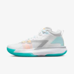 Men's Nike Zion 1 Basketball Shoes White / Orange / Turquoise / Black | NK253LRT