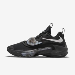 Men's Nike Zoom Freak 3 Basketball Shoes Black / Grey / Pink / Metal Silver | NK856ELY