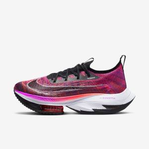 Women's Nike Air Zoom Alphafly NEXT% Flyknit Road Racing Running Shoes Purple / Red / Black / Black | NK507EAB