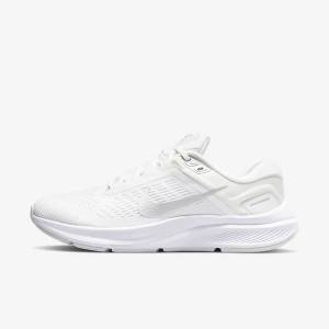 Women's Nike Air Zoom Structure 24 Road Running Shoes White / Platinum / Platinum / Metal Silver | NK789BHM