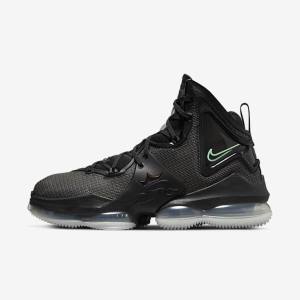 Women's Nike LeBron 19 Basketball Shoes Black / Dark Grey / Green | NK890DFT