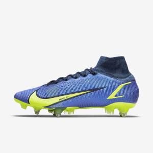 Women's Nike Mercurial Superfly 8 Elite SG-Pro AC Soft-Ground Football Shoes Blue | NK809QAK