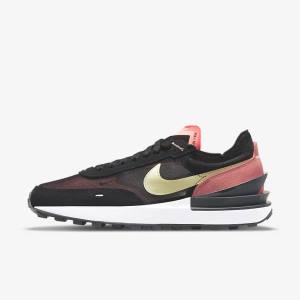 Women's Nike Waffle One Sneakers Black / Red / Light Green | NK521OAM