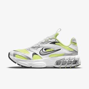 Women's Nike Zoom Air Fire Sneakers White / Light Lemon / Black / Metal Silver | NK180TAZ