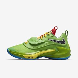 Women's Nike Zoom Freak 3 Basketball Shoes Green / White / Red / Black | NK470JOQ